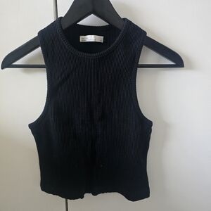 OAK + FORT Black Ribbed Sleeveless Tank
